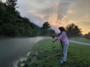 July 2019 RR Michelle fly fishing sunset